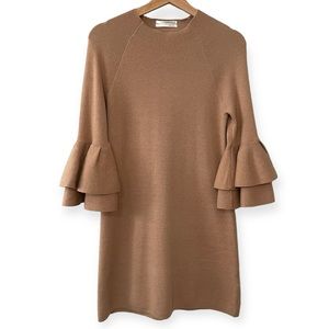 Anthropologie Claudette Ruffled Sleeve Sweater Dress Metallic Small